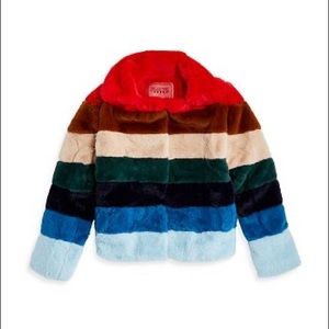 Blank NYC Striped Fur Jacket